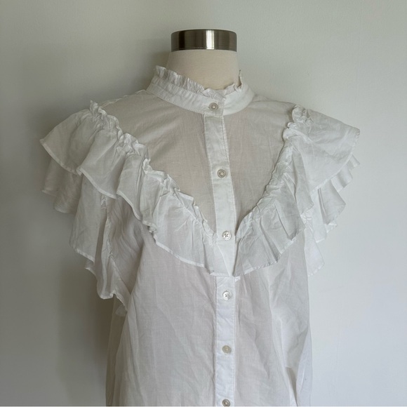 NWOT Veronica Beard Jaliyah Ruffle Top White Cotton Sz XL - Picture 6 of 10
